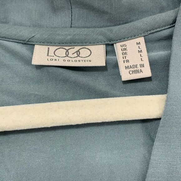 LOGO by Lori Goldstein  Cardigan with printed chiffon trim Size Medium Womens - Picture 8 of 10